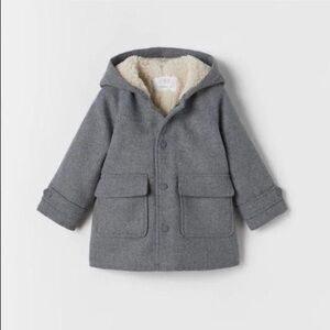 Zara Gray Kids Pea Coat with Hood